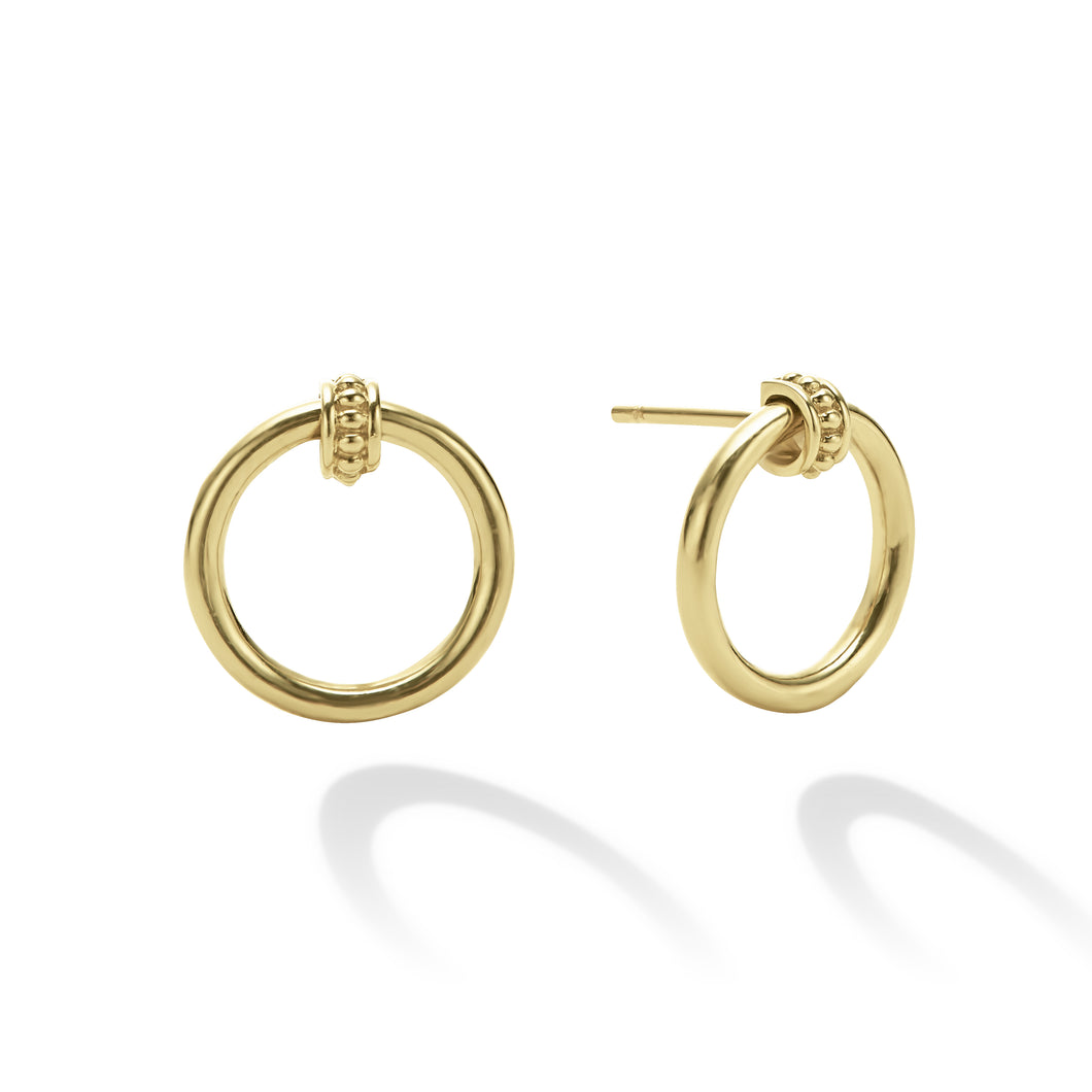 18K Gold Circle Stud Earrings