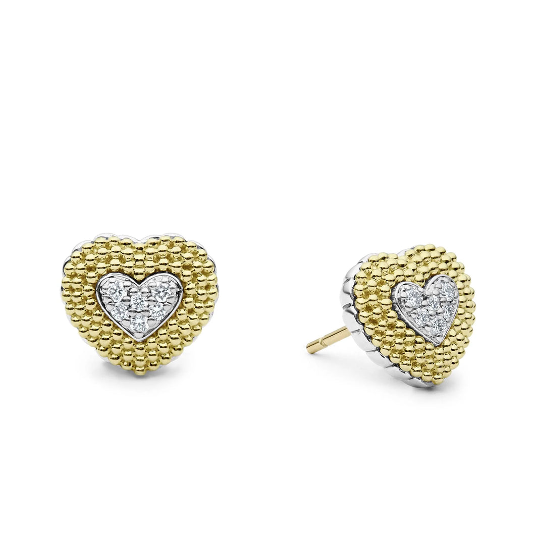 Caviar Lux Diamond Heart Earrings