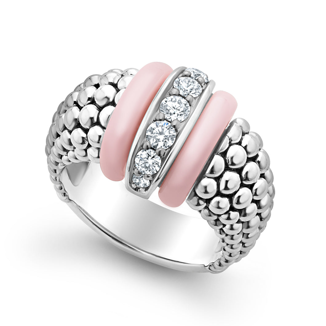 Pink Caviar Ceramic Caviar Diamond Ring