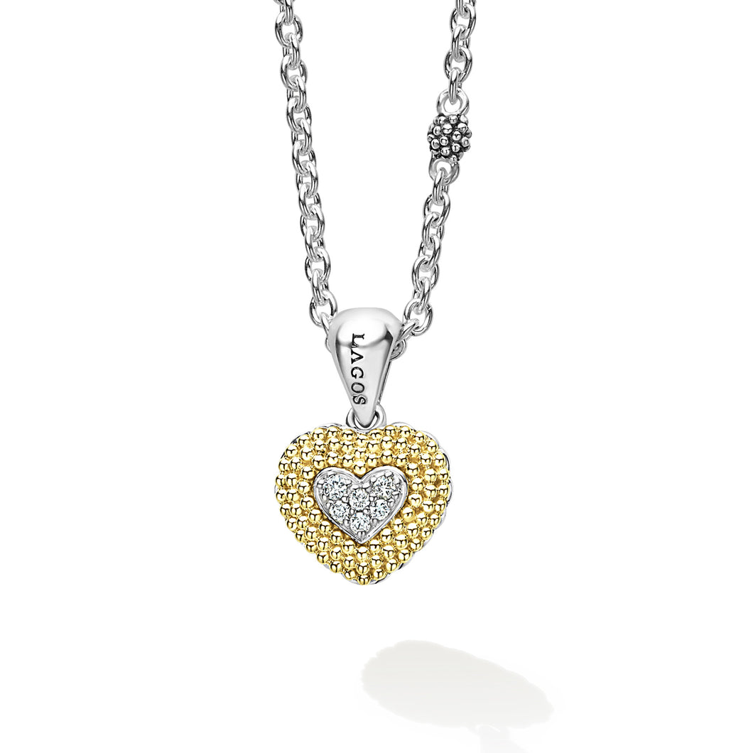 Caviar Lux Diamond Heart Necklace