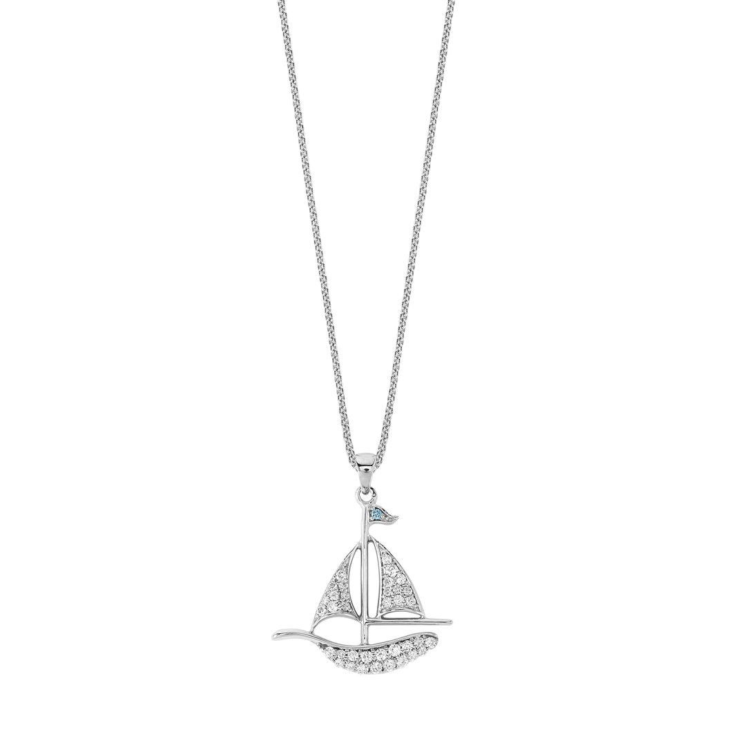 Island Vibes Sailboat Pendant - 0.30 ctw. Lab-Created Diamonds Sterling Silver
