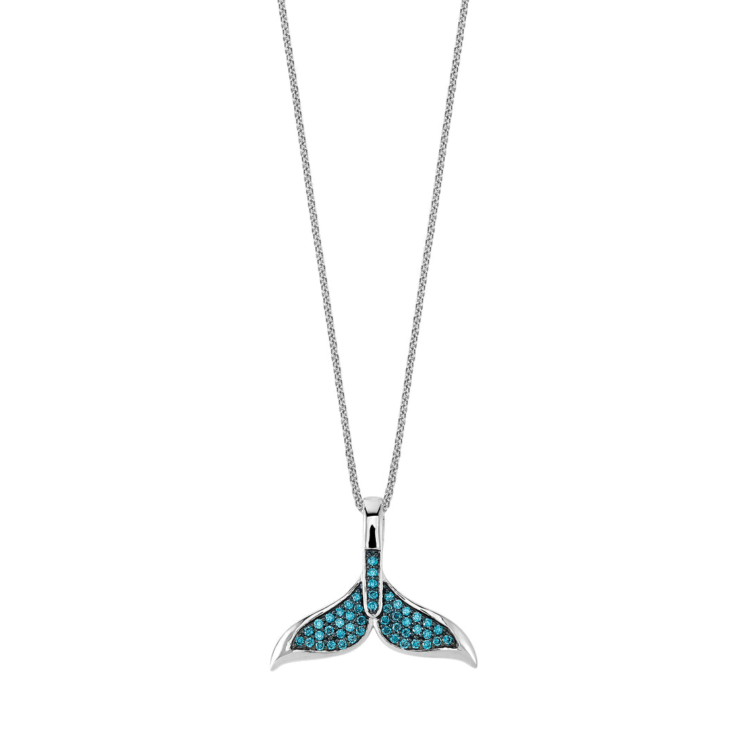 Island Vibes Blue Whale Tail Pendant - 0.31 ctw. Blue Lab-Created Diamonds Sterling Silver