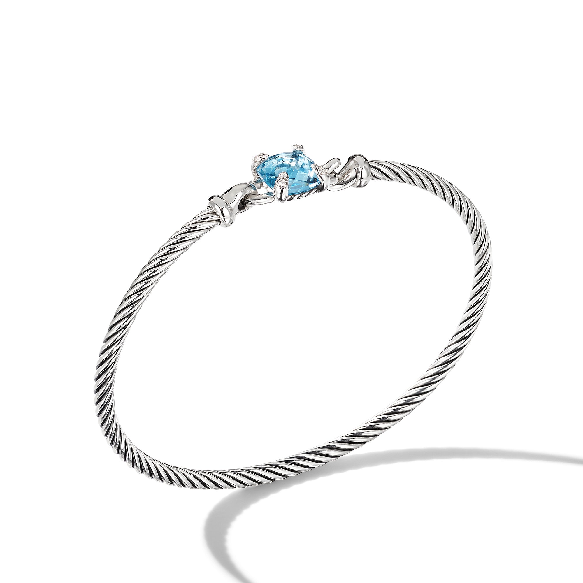 Chatelaine® Bracelet in Sterling Silver with Blue Topaz and Pavé© Diam Little Switzerland
