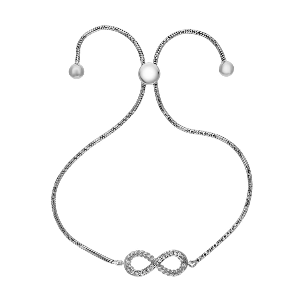 0.10 Lab-Created Diamond Infinity Bolo Bracelet in Sterling Silver