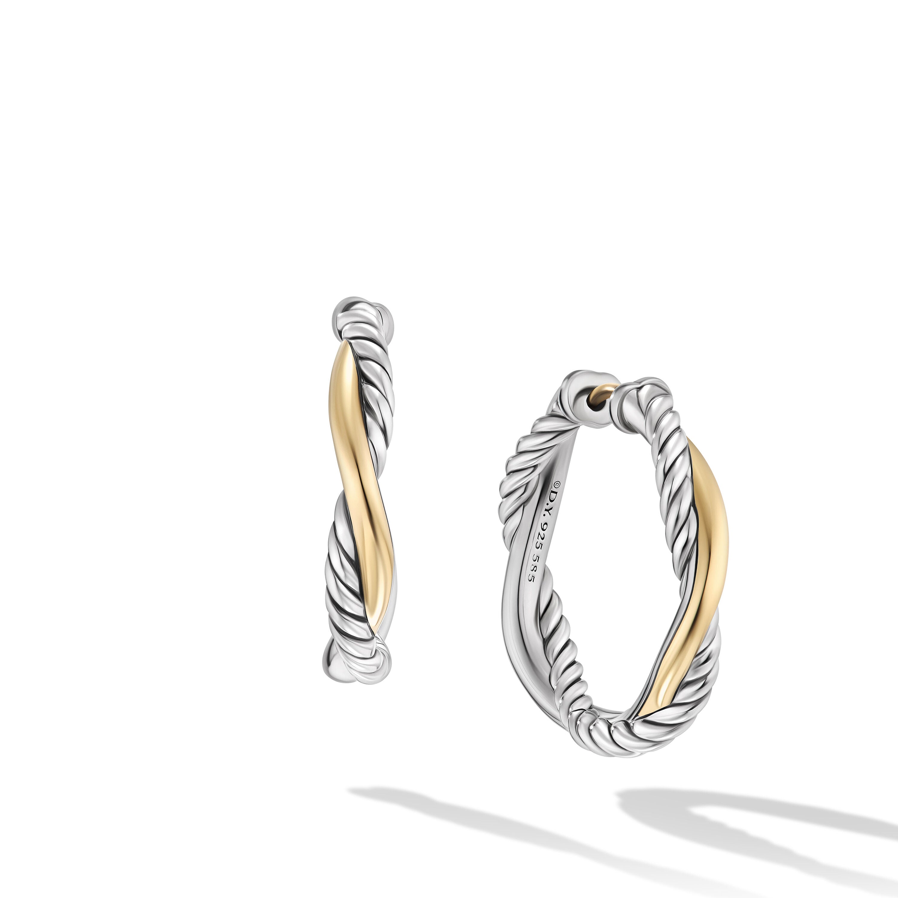 Petite Infinity Hoop Earrings in Sterling Silver with 14K Yellow Gold Little Switzerland