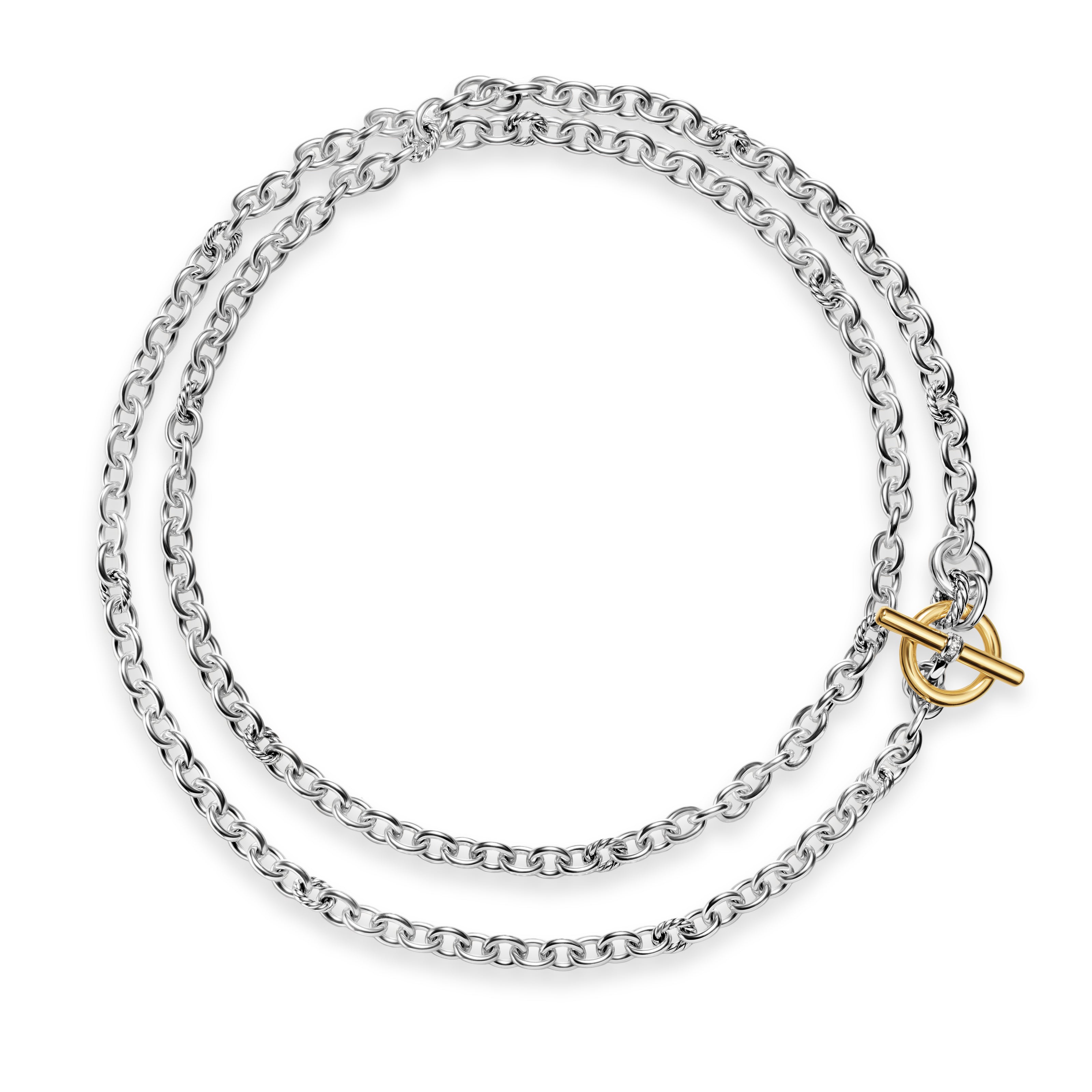 【makey 】CROWN SHIELD&Tiny FDL CHAIN DY Mercer® Double Row Toggle Chain Necklace in Sterling