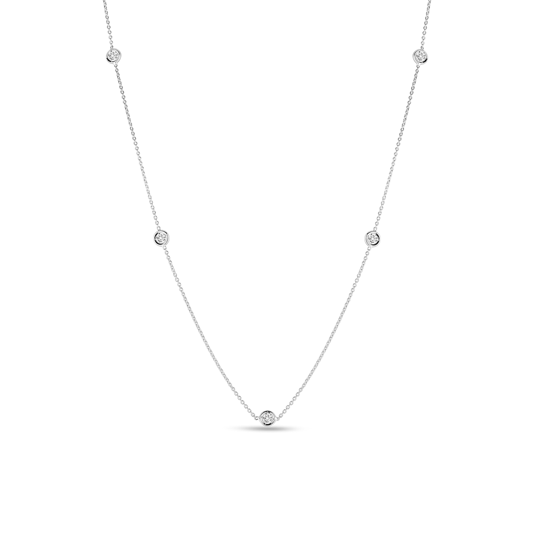18K White Gold 5 Station Diamond Necklace