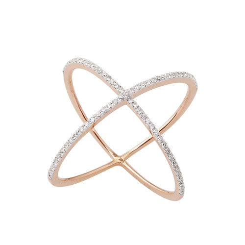 Rose Gold Diamond X Ring Little Switzerland