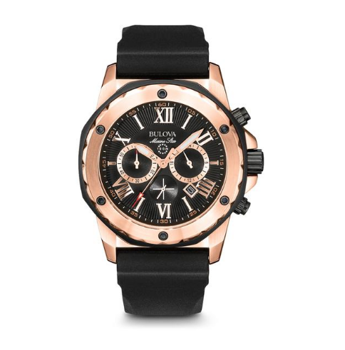 Bulova Marine Star Black Rose Gold Mens Watch – Little Switzerland