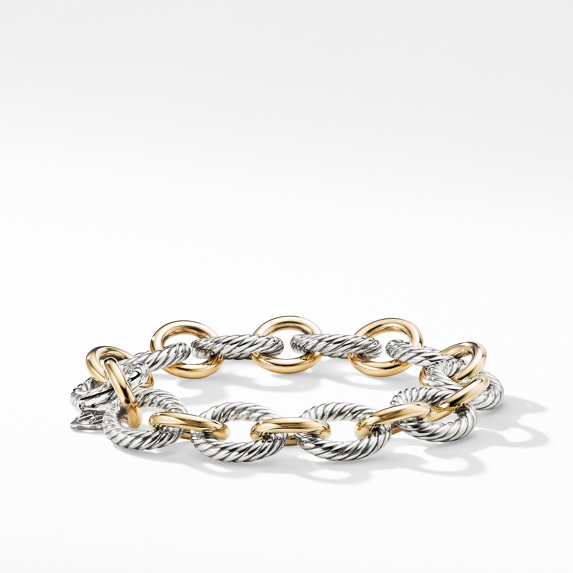 Oval Link Chain Bracelet in Sterling Silver with 18K Yellow Gold