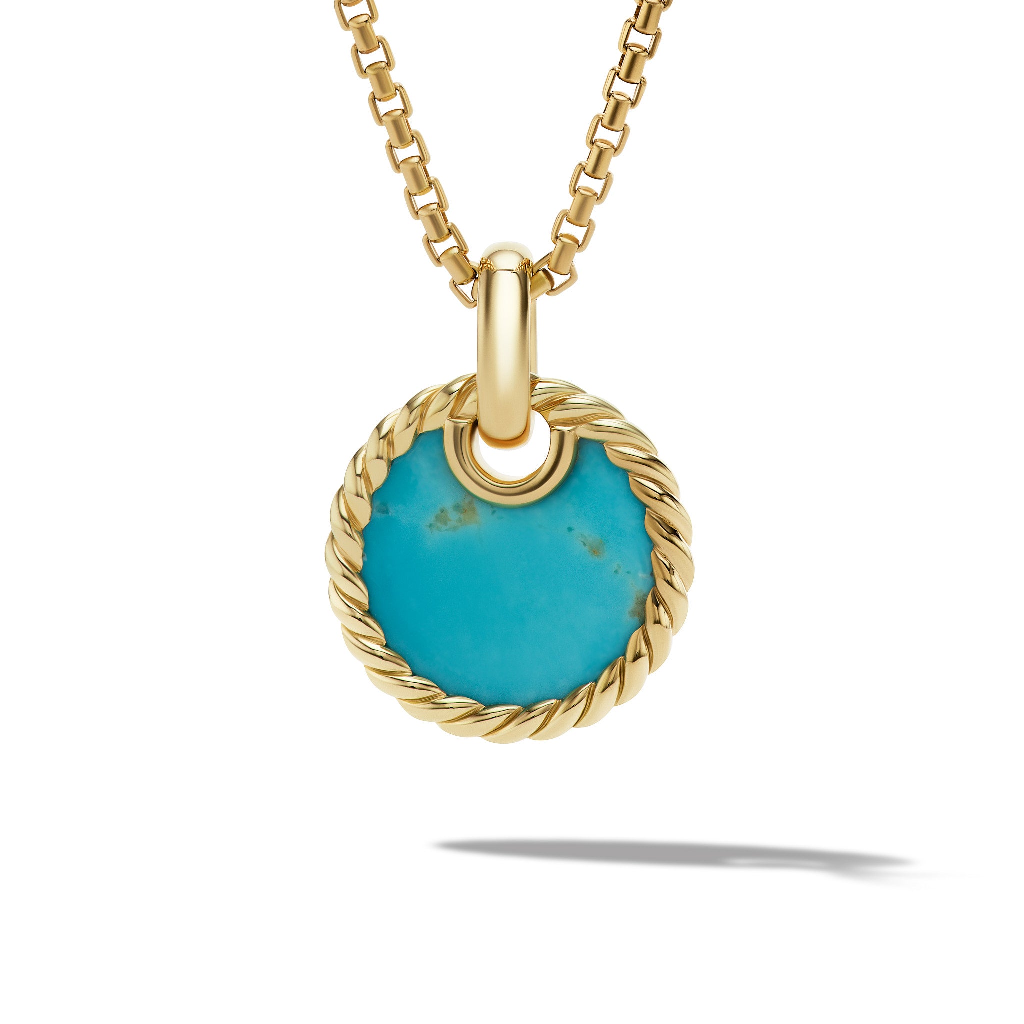 DY Elements Disc Pendant in 18K Yellow Gold with Turquoise Little