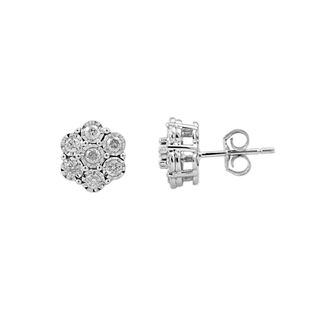 0.50 CTW Diamond Flower Stud Earring