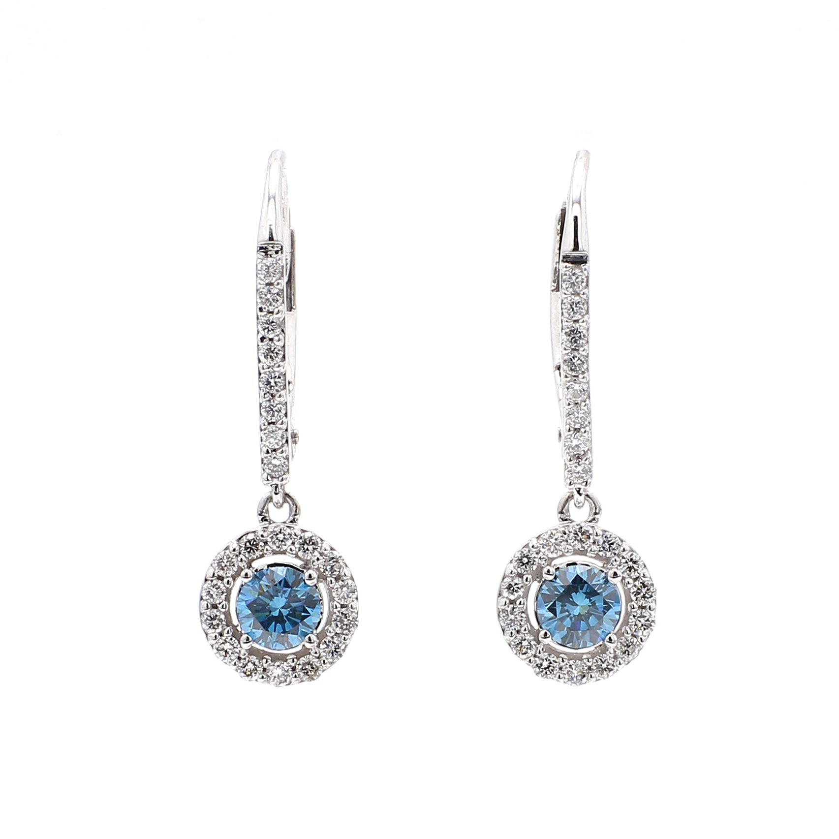 0.97CTTW Lab-Created Diamond Royal Blue and White Halo Drop