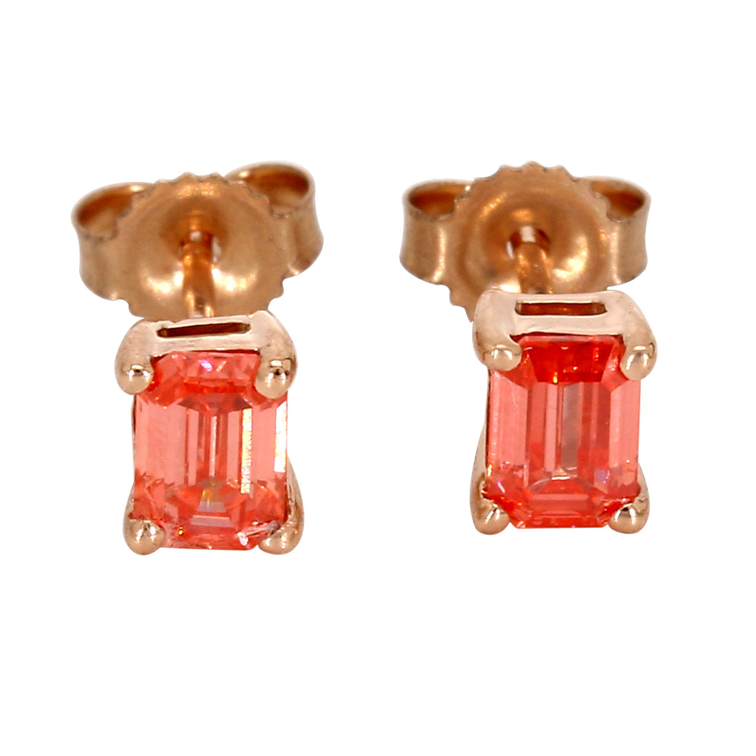 0.75CT.TW Pink Emerald Cut Lab-Created Diamond Earrings in 14K Rose Gold