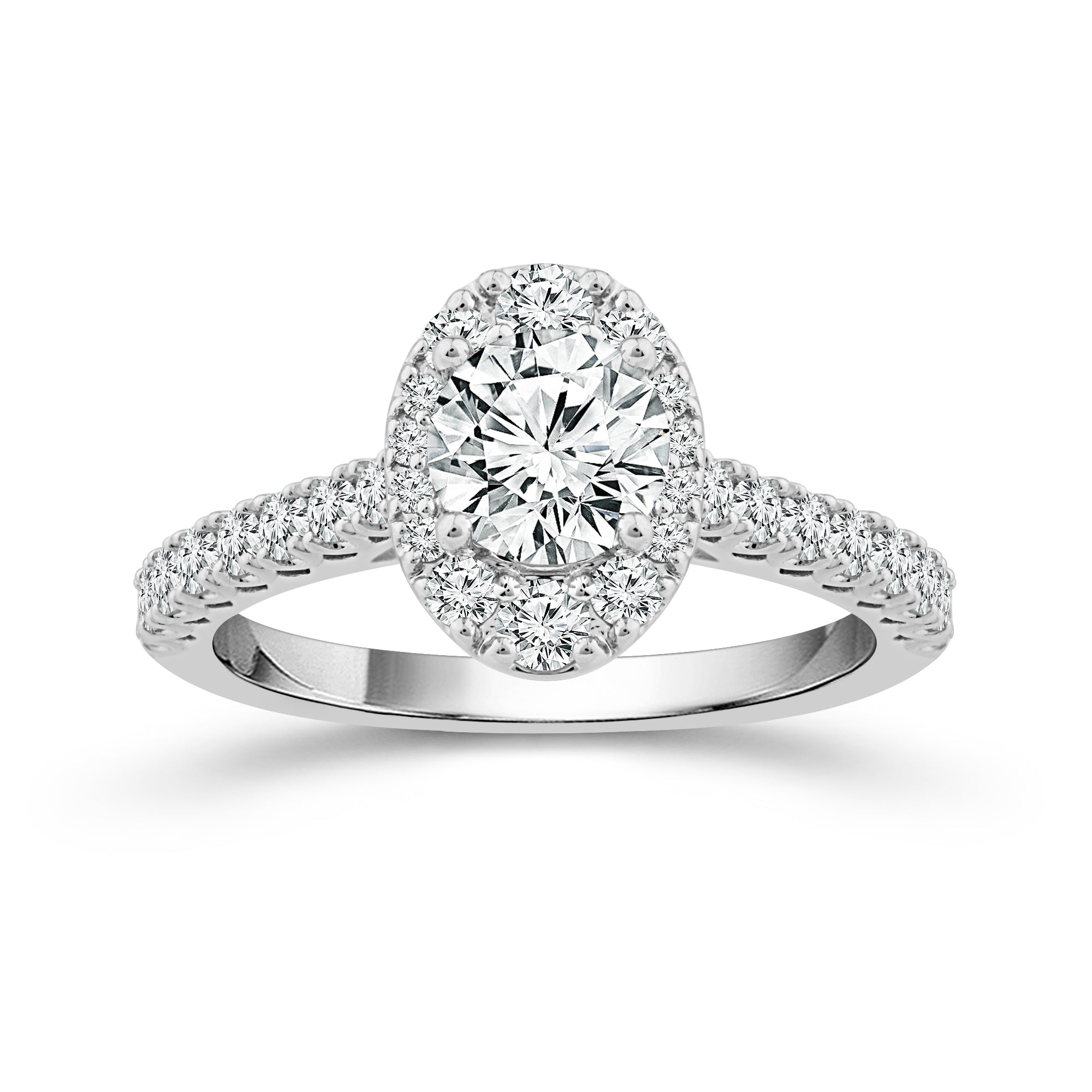 14K White Gold 1.24 CTW Oval Shape Diamond Engagement Ring with Halo Little Switzerland