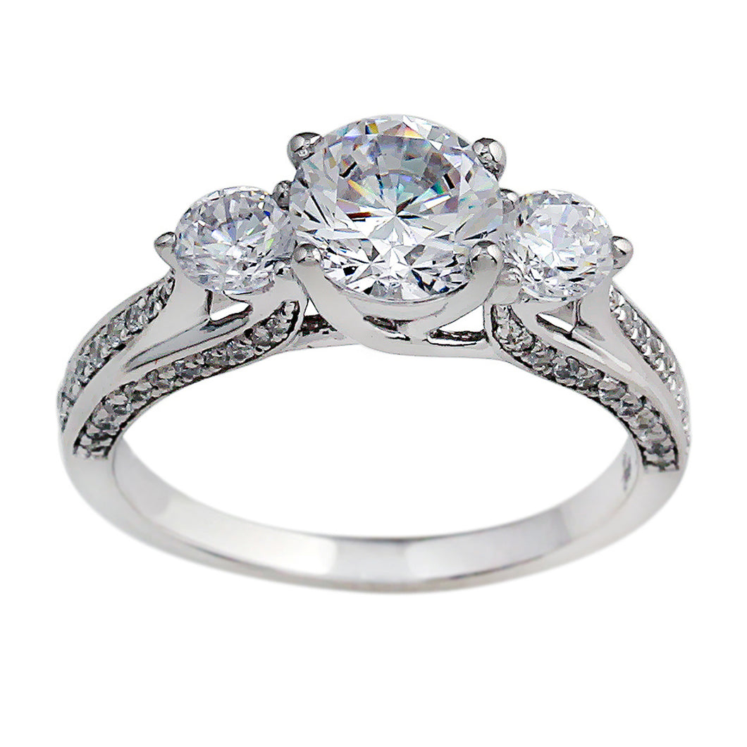 1.50CTTW 3 Stone Lab-Created Diamond Ring in 14K White Gold