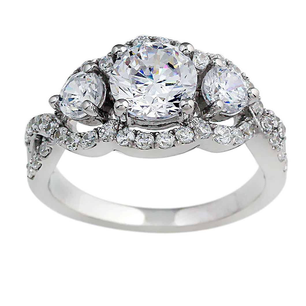 2.50CTTW 3 Stone Lab-Created Diamond Ring in 14K White Gold