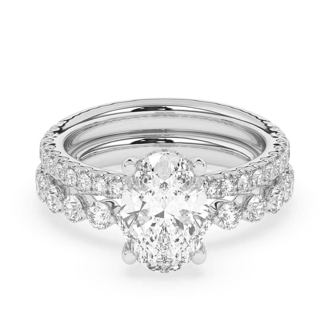 2.53 ct. Oval Lab-Created Diamond Ring With Band - Bridal Set