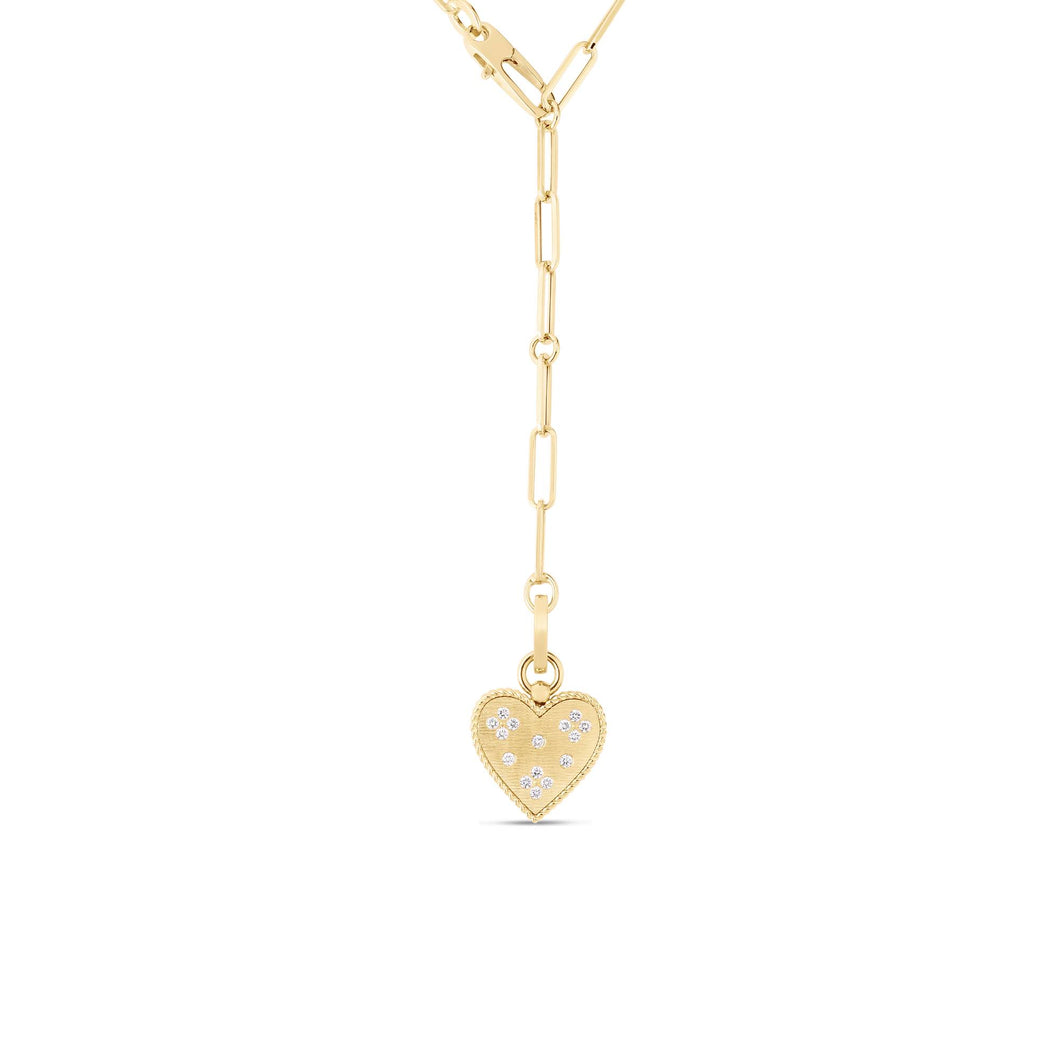 18K Yellow Gold Small Heart Medallion  Necklace