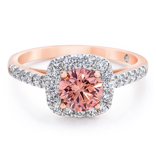 Pink Diamond Engagement Ring w/Halo