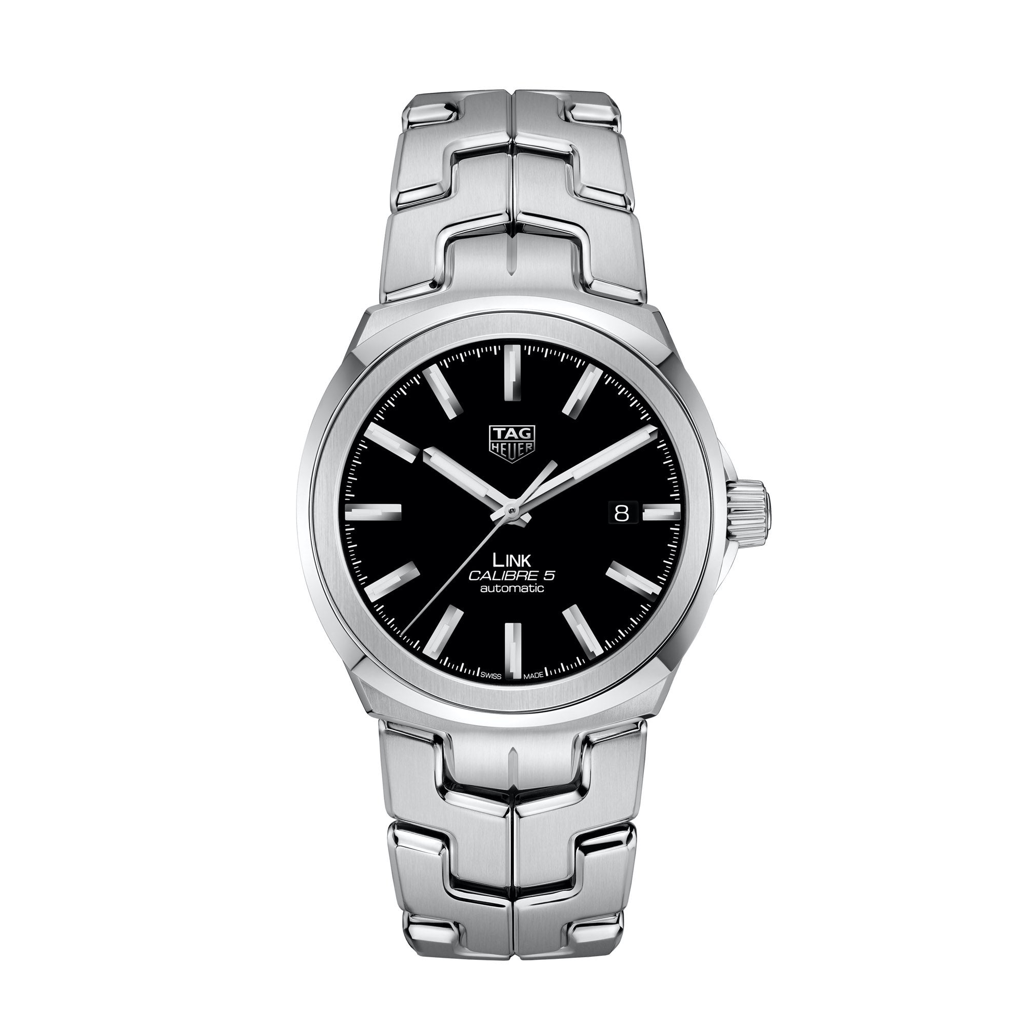 時計 TAG Heuer Link Calibre 5 TAG Heuer Link Calibre 5 Automatic Mens Black Steel Watch – Little