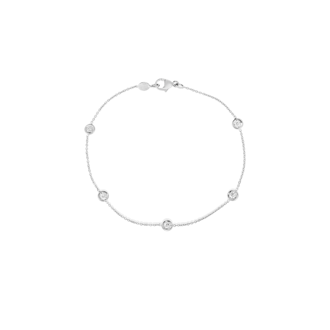 18K White Gold Diamonds By The Inch Five Station Bracelet