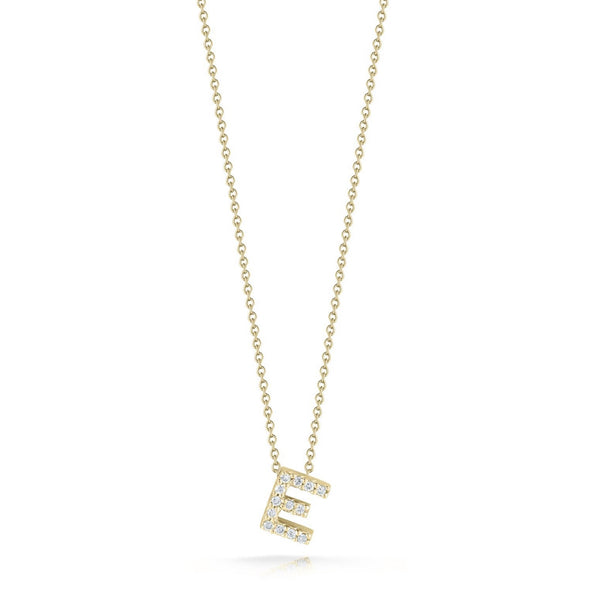18K Yellow Gold Tiny Treasures Diamond Love Letter "E" Necklace