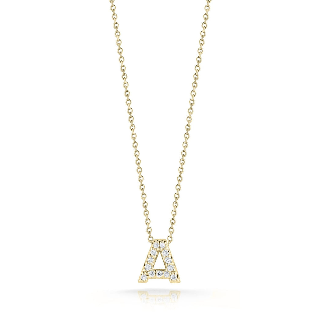18K Yellow Gold Tiny Treasures Diamond Love Letter A Necklace