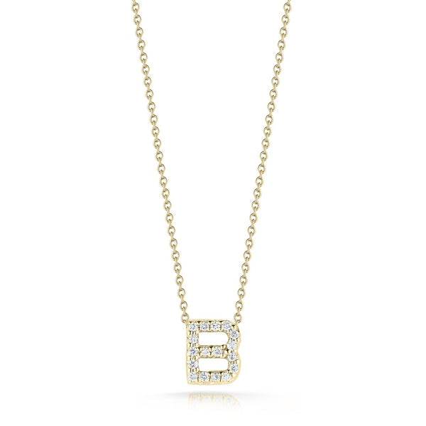 18K Yellow Gold Tiny Treasures Diamond Love Letter B Necklace