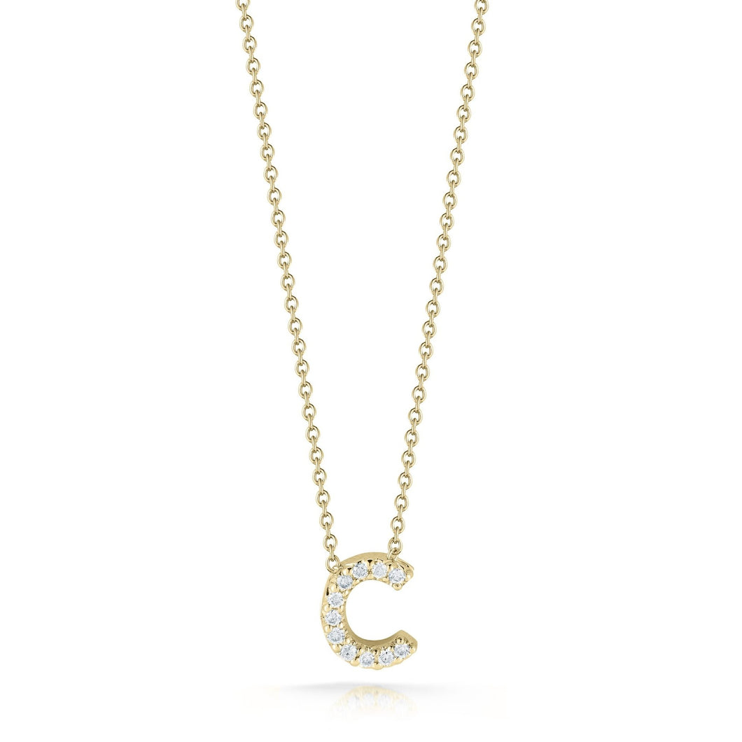 18K Yellow Gold Tiny Treasures Diamond Love Letter C Necklace