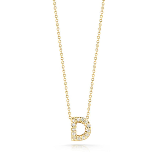 18K Yellow Gold Tiny Treasures Diamond Love Letter D Necklace