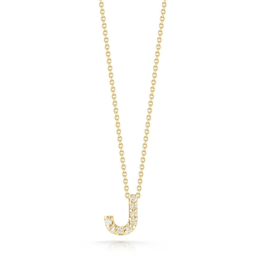 18K Yellow Gold Tiny Treasures Diamond Love Letter J Necklace