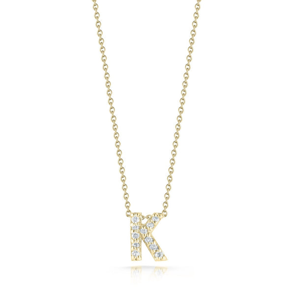 18K Yellow Gold Tiny Treasures Diamond Love Letter K Necklace