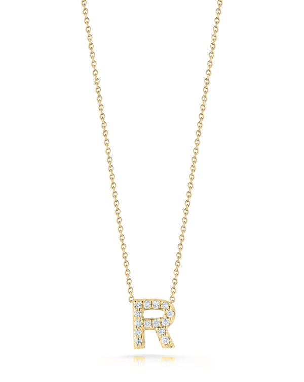 18K Yellow Gold Tiny Treasures Diamond Love Letter R Necklace