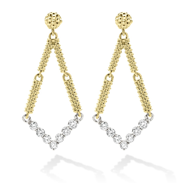 Signature Caviar Petite Superfine Diamond Drop Earrings