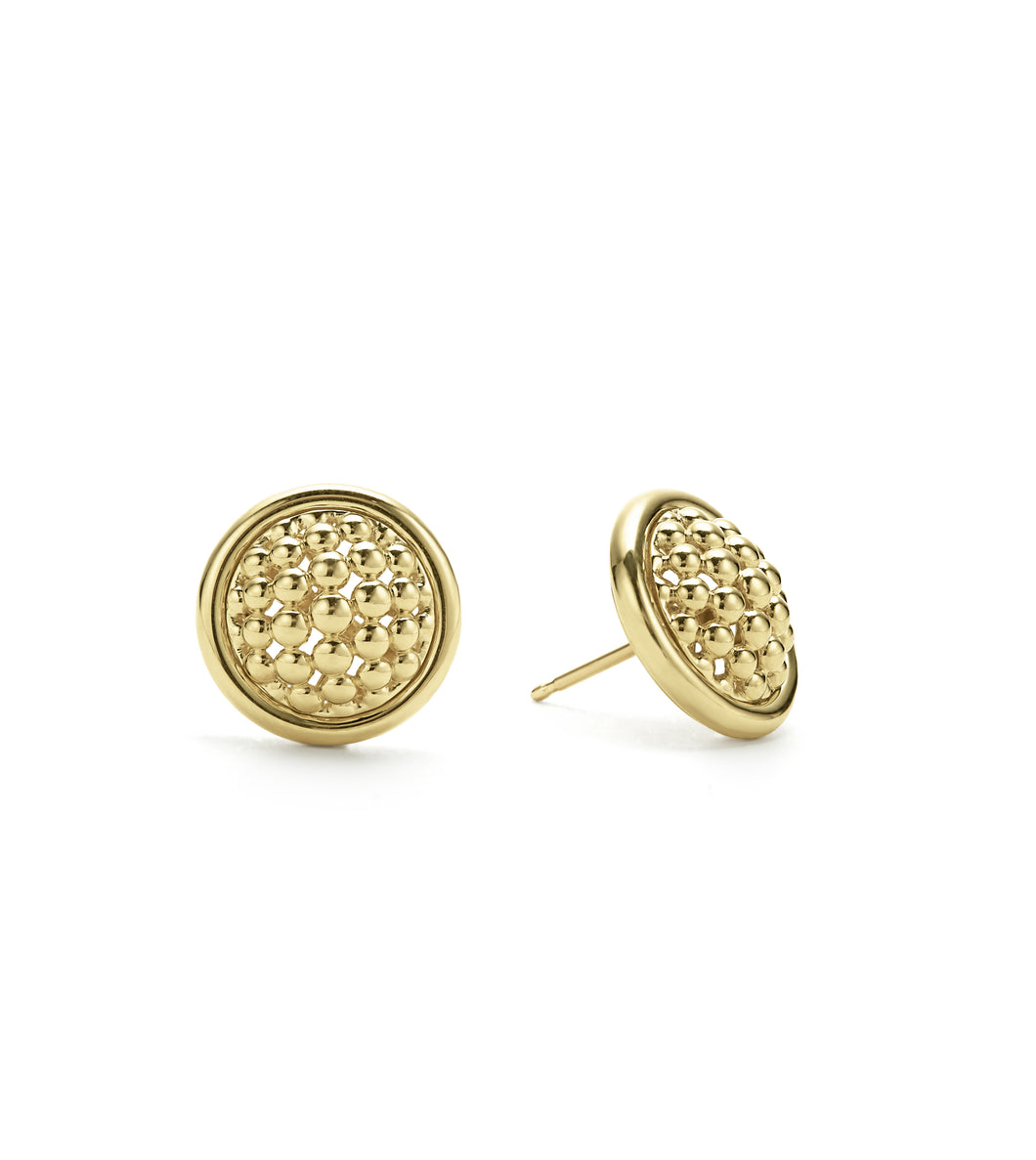 Meridian 18K Gold Caviar Stud Earrings