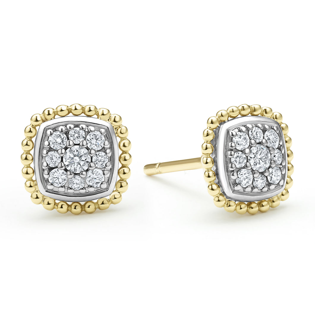 Rittenhouse Two-Tone Caviar Diamond Stud Earrings