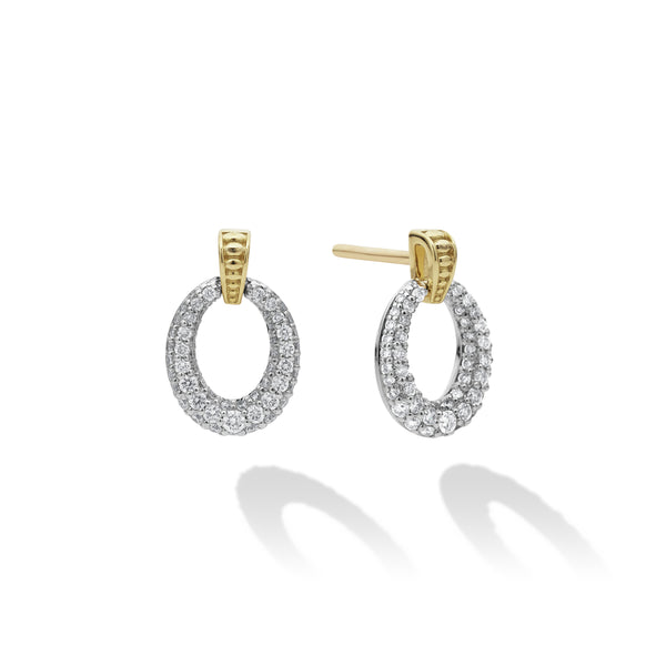 Caviar Lux Oval Drop Diamond Earring