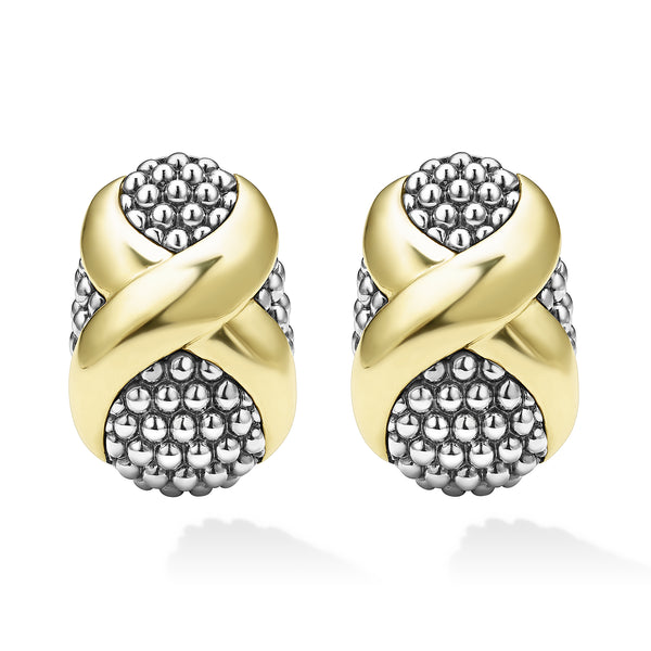 Two-Tone X Omega Clip Earrings