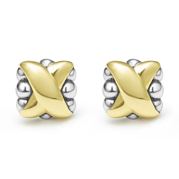 Two-Tone X Stud Earrings
