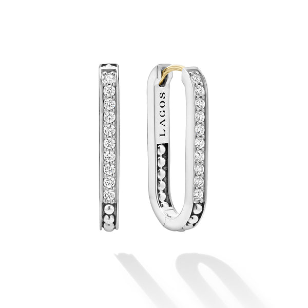 Caviar Spark Linear Small Diamond Hoop Earrings