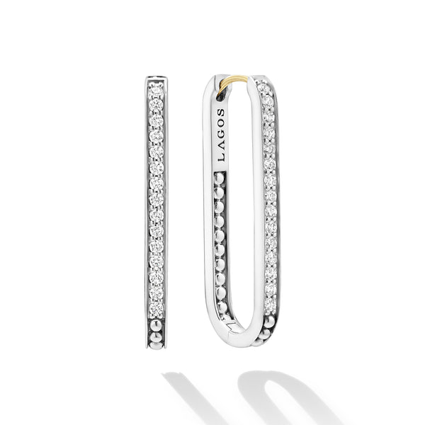 Caviar Spark Linear Large Diamond Hoop Earrings