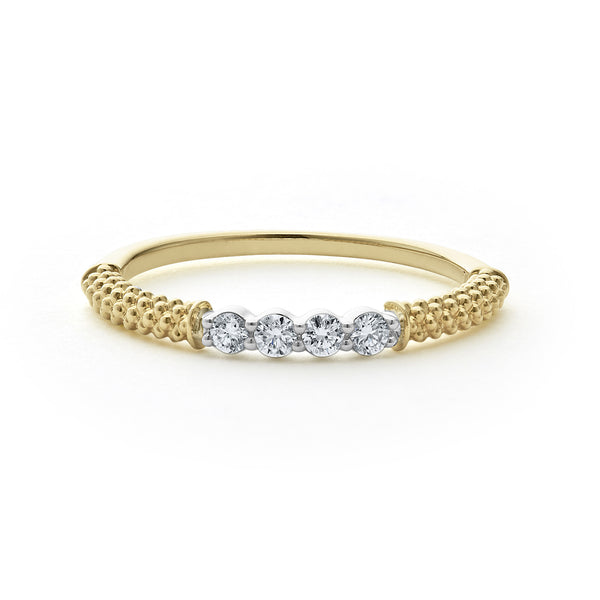 Signature Caviar 18K Gold Superfine Diamond Stacking Ring