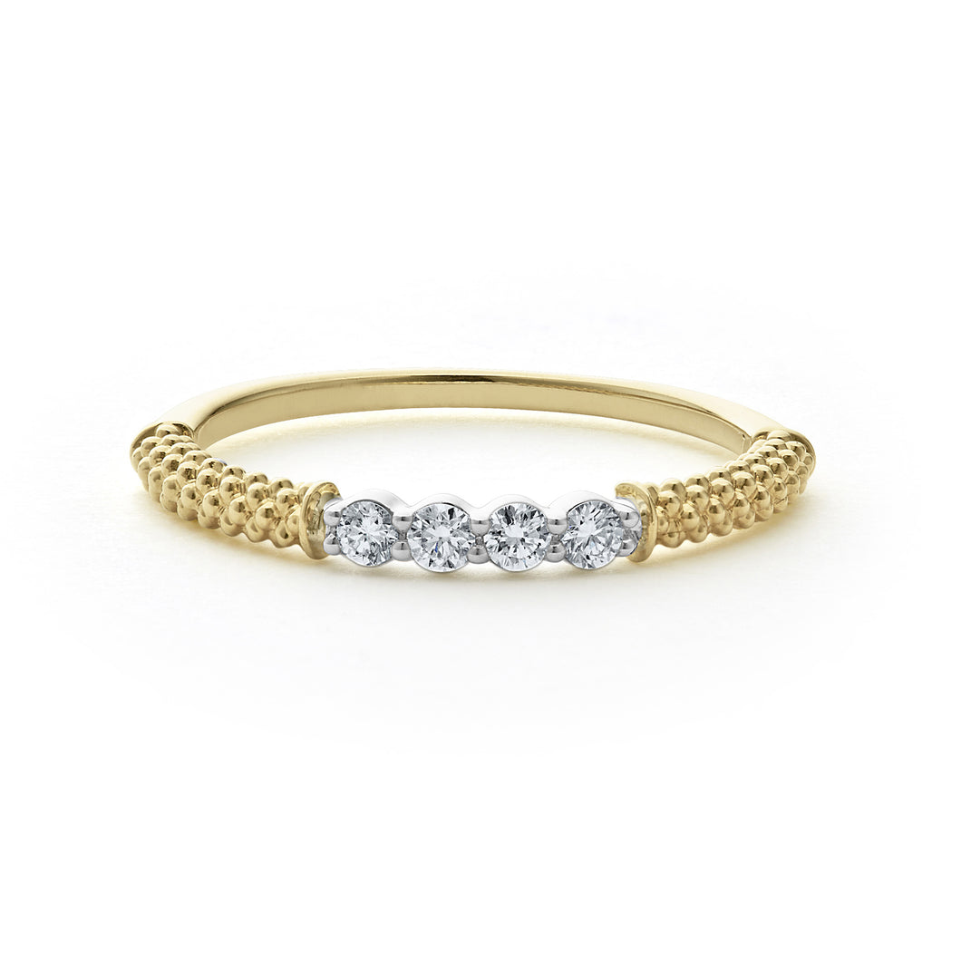 Signature Caviar 18K Gold Superfine Diamond Stacking Ring