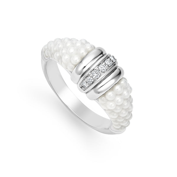 White Ceramic Diamond Stacking Ring