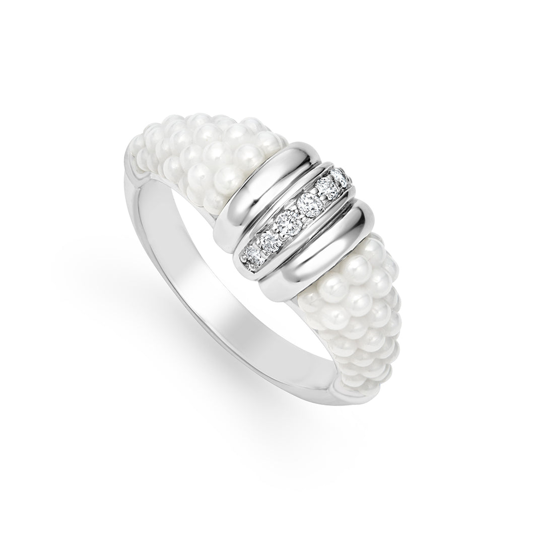White Ceramic Diamond Stacking Ring