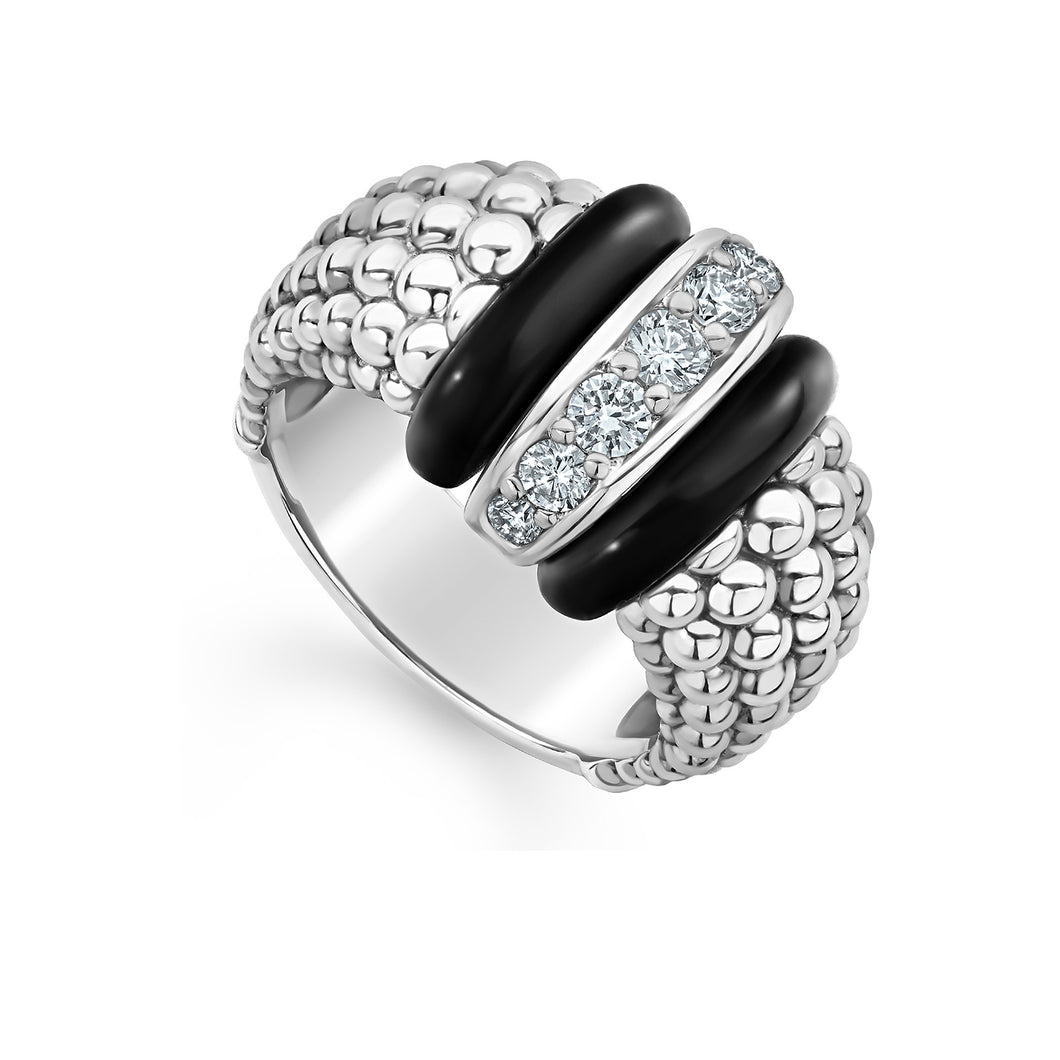 Black Caviar Ceramic Caviar Diamond Ring