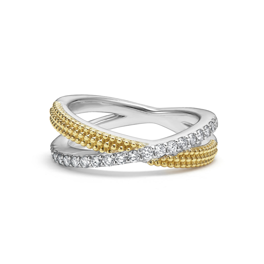 Caviar Lux Two-Tone X Diamond Ring