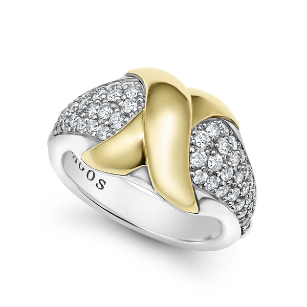 18K Gold X Diamond Ring