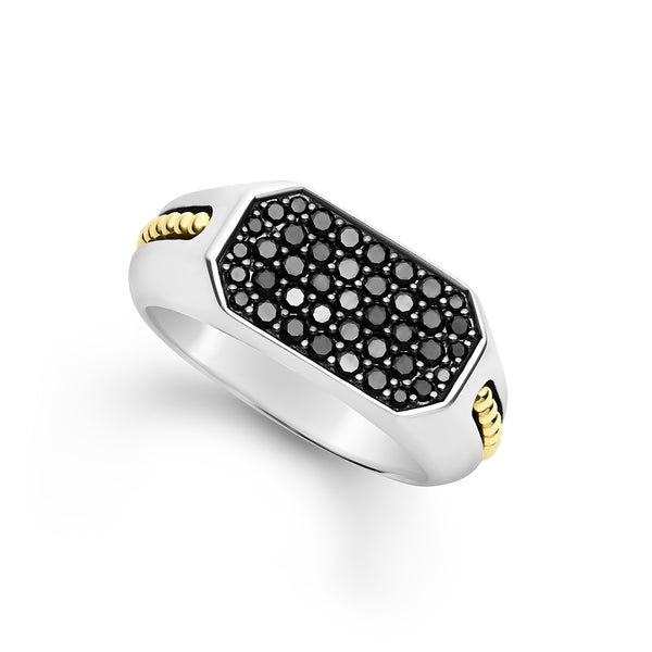 Anthem Two-Tone Octagon Black Diamond Ring